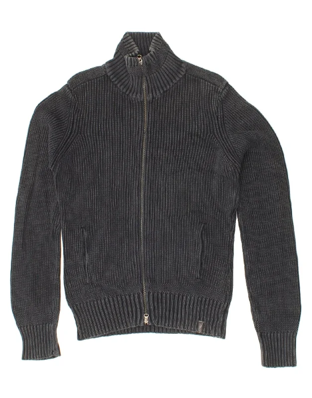 MARLBORO CLASSICS Mens Cardigan Sweater Small Navy Blue Cotton