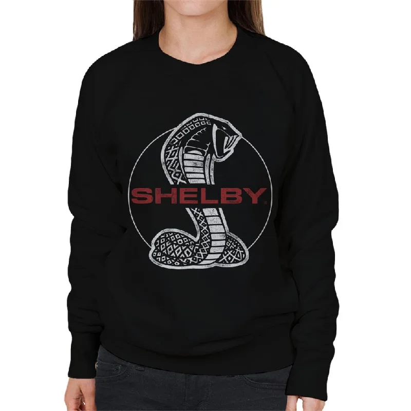 Shelby Red Text Cobra Logo Women's Sweatshirt