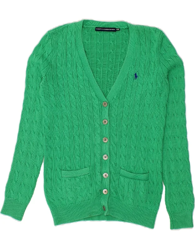 RALPH LAUREN Womens Cardigan Sweater UK 12 Medium Green