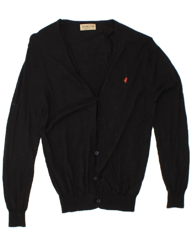 MARLBORO CLASSICS Mens Cardigan Sweater Large Black Wool