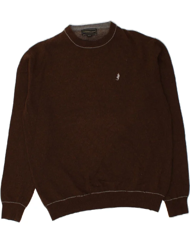 MARLBORO CLASSICS Mens Crew Neck Jumper Sweater XL Brown Wool