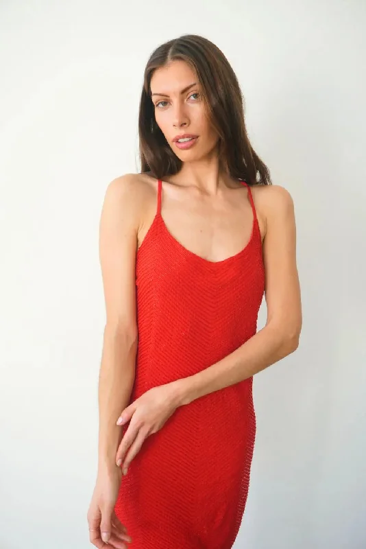 Isla Beaded Mini Dress in Cherry Punch