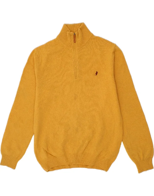 MARLBORO CLASSICS Mens Zip Neck Jumper Sweater Large Yellow Wool