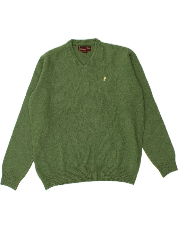 MARLBORO CLASSICS Mens V-Neck Jumper Sweater XL Green Cotton