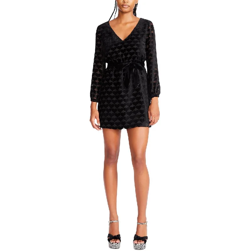 Betsey Johnson Womens Velvet Burnout Mini Dress