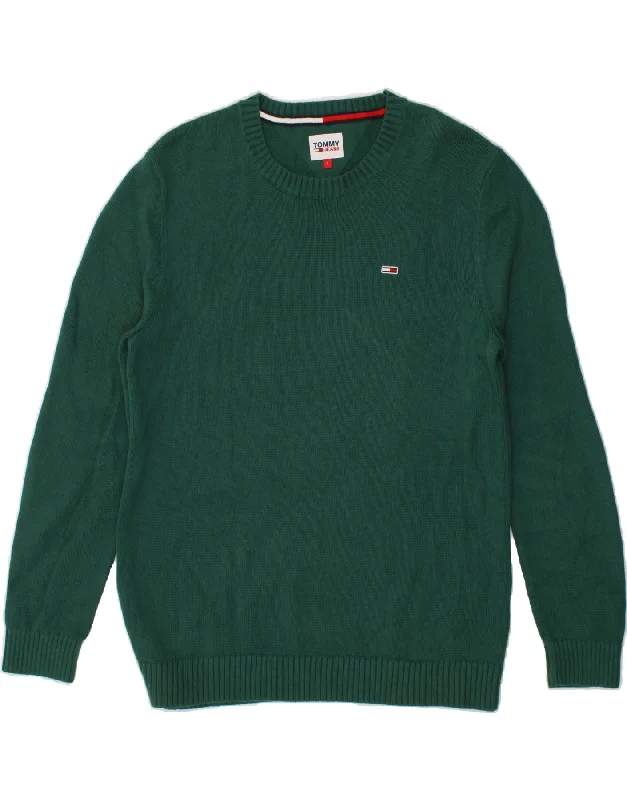 TOMMY HILFIGER Mens Boat Neck Jumper Sweater Large Green Cotton