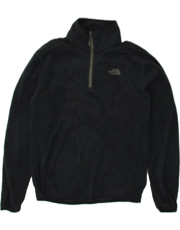 THE NORTH FACE Mens Zip Neck Fleece Jumper Small Navy Blue Polyester