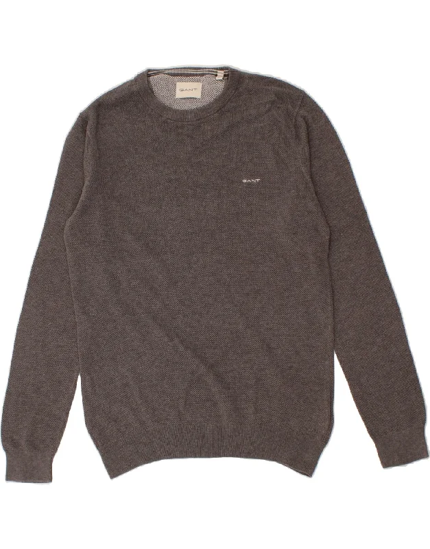 GANT Mens Crew Neck Jumper Sweater Large Grey Cotton