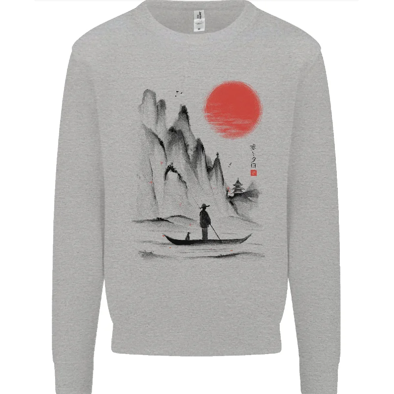 A Japanese Boat at Sunset Mens Sweatshirt Jumper