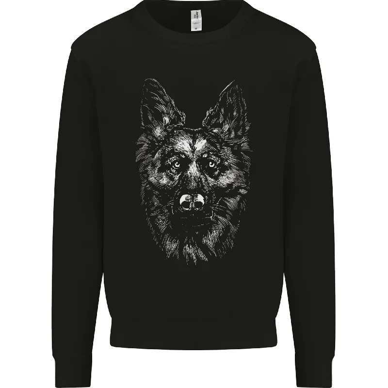 A Monochrome German Shepherd Alsatian Dog Mens Sweatshirt Jumper