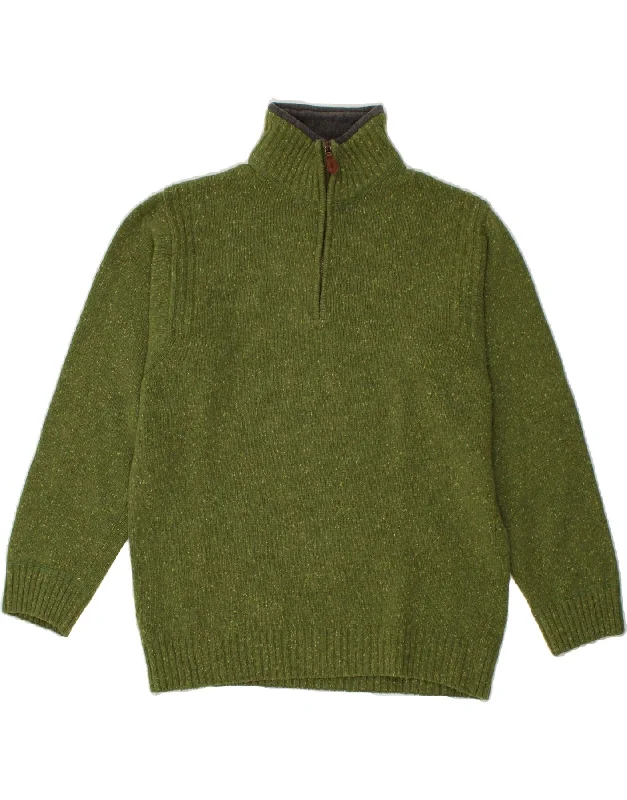 MARLBORO CLASSICS Mens Zip Neck Jumper Sweater Large Green Wool