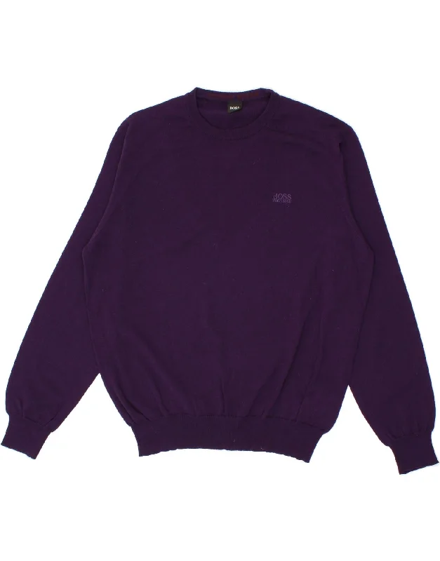 HUGO BOSS Mens Crew Neck Jumper Sweater Large Purple