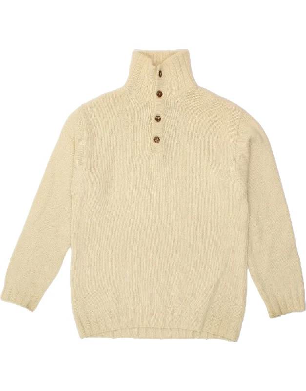 MARLBORO CLASSICS Mens Button Neck Jumper Sweater Medium Beige Wool