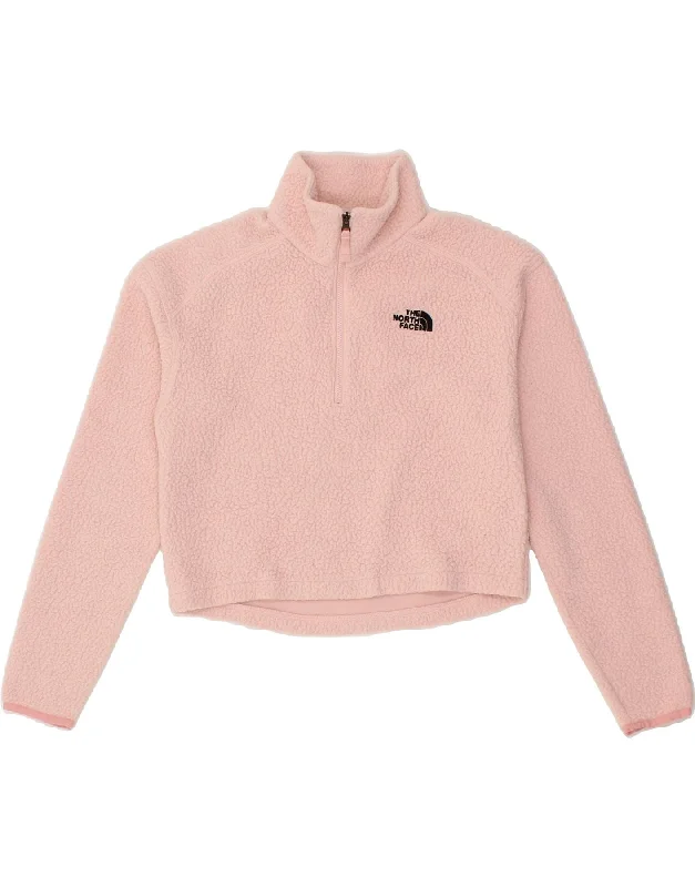 THE NORTH FACE Womens Oversized Crop Fleece Jumper UK 6 XS Pink Polyester