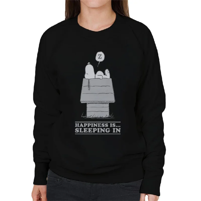 Peanuts Happiness Is Sleeping In Snoopy Women's Sweatshirt