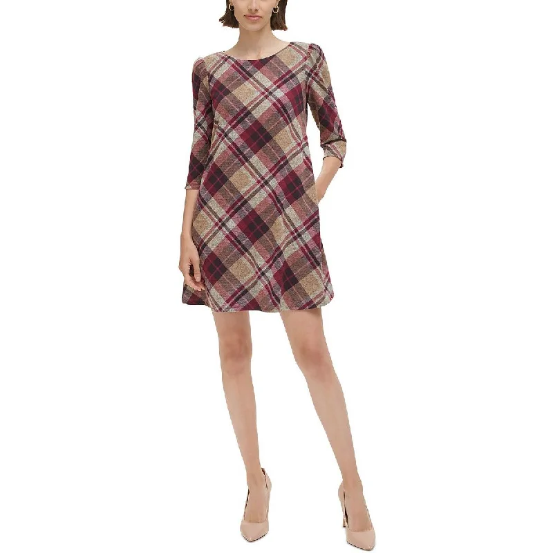 Womens Plaid Work day wear Mini Dress