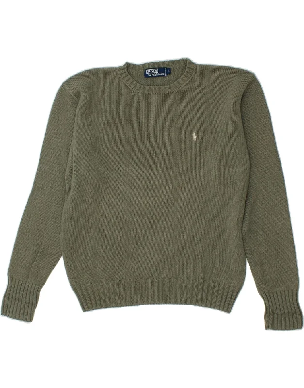 POLO RALPH LAUREN Mens Crew Neck Jumper Sweater Medium Green Cotton