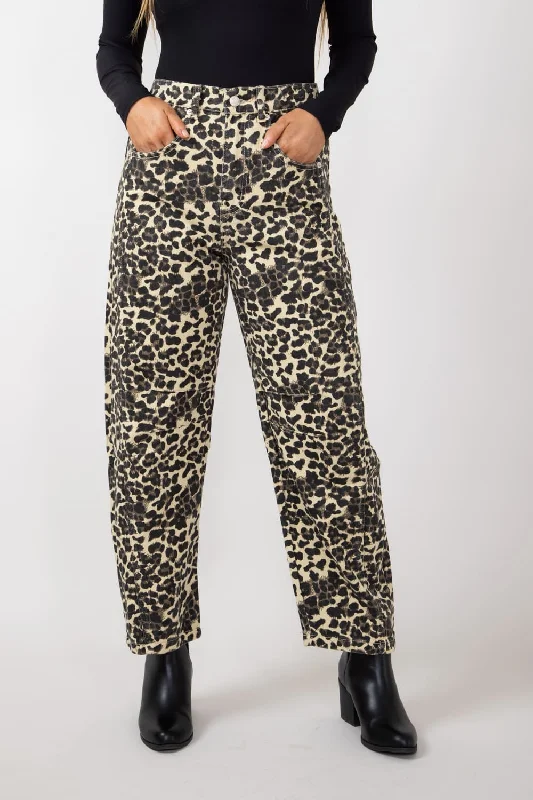 High Rise Barrel Jeans for Women in Leopard Print | MAP2740-ANIMAL