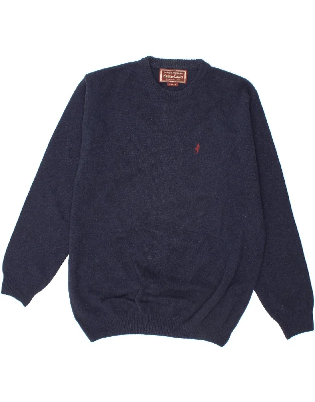 MARLBORO CLASSICS Mens Crew Neck Jumper Sweater Medium Navy Blue