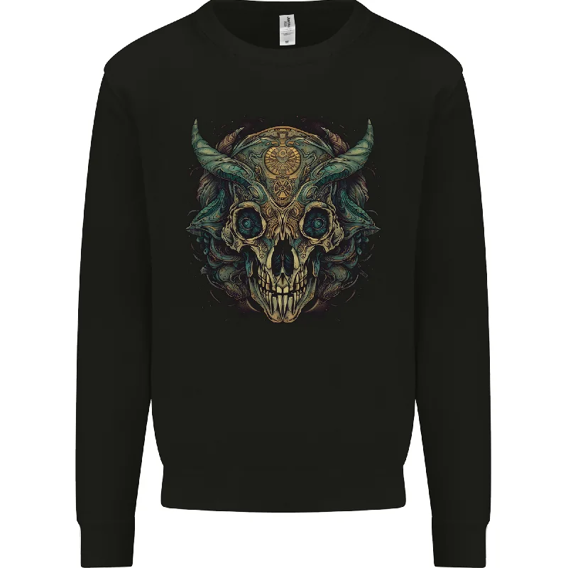 A Mystical Bull Skull Demonic Evil Fantasy Mens Sweatshirt Jumper