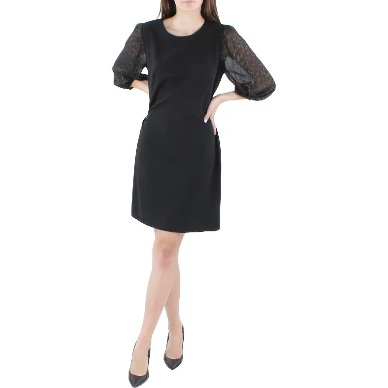 Womens Bishop Sleeve Contrast Trim Mini Dress