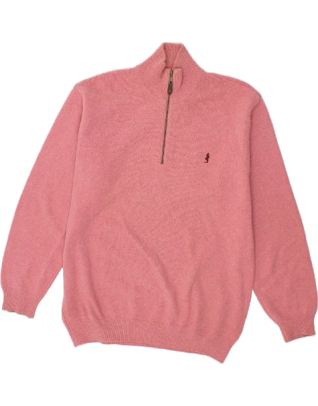 MARLBORO CLASSICS Mens Zip Neck Jumper Sweater 2XL Pink Wool