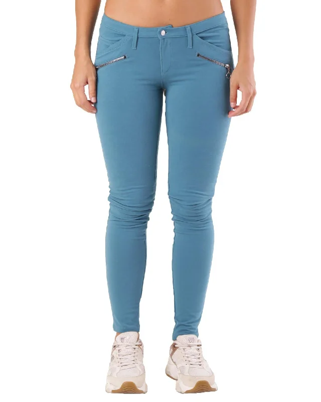 Met Womens Skinny Jeans with Zipper Detail - Teal