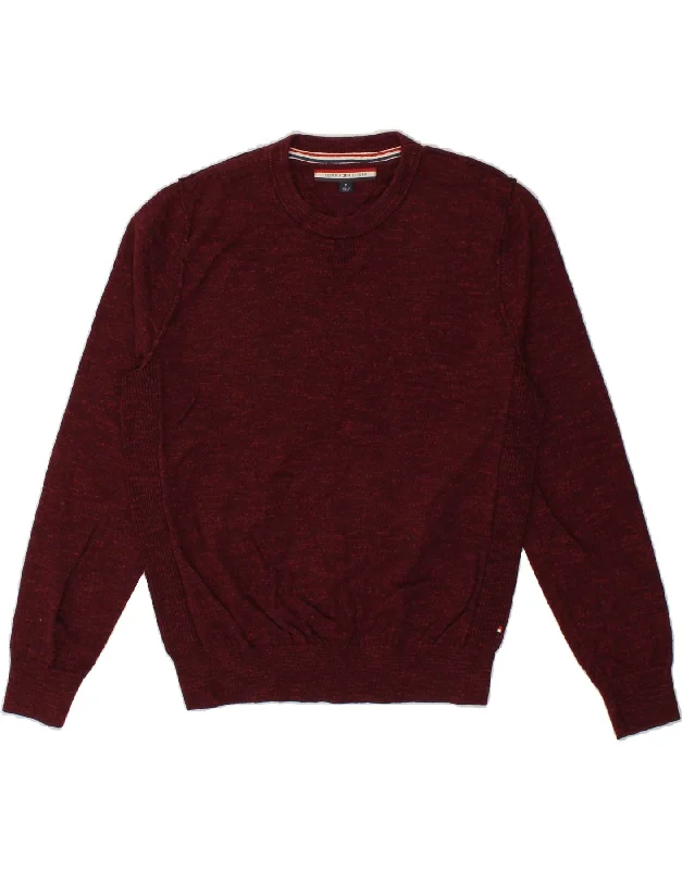 TOMMY HILFIGER Mens Crew Neck Jumper Sweater Medium Burgundy Flecked