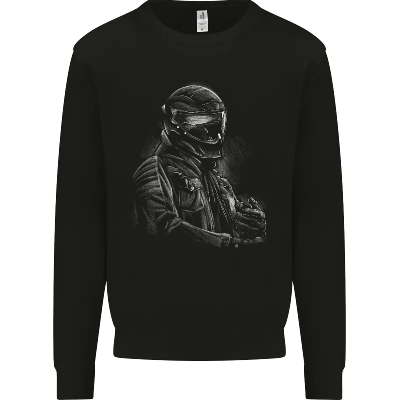 A Monochrome Biker Motorcycle Motorbike Mens Sweatshirt Jumper