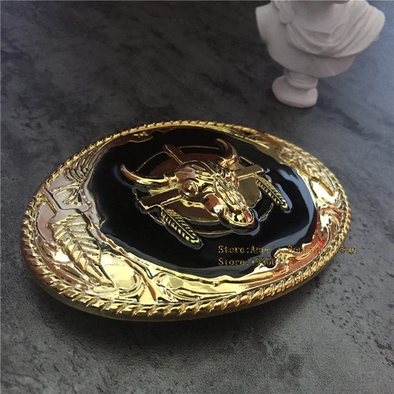 Retail High Quality Cowboy Gold Pated Bull Belt buckle Men and Women Jeans accessories Belt head Gift Fit 4cm Width Belt