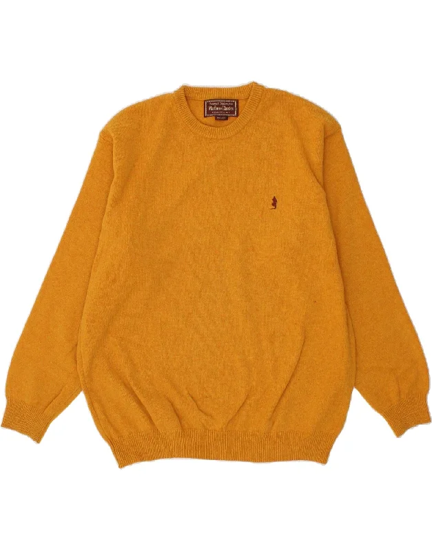 MARLBORO CLASSICS Mens Crew Neck Jumper Sweater 2XL Yellow Wool