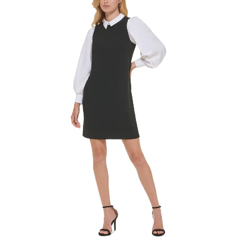 Womens Crepe Layered Mini Dress