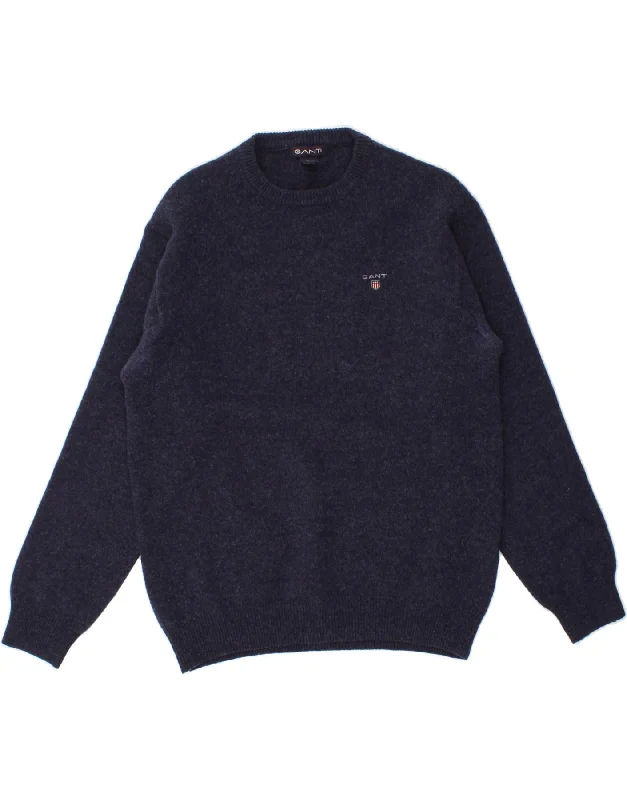 GANT Mens Crew Neck Jumper Sweater Medium Navy Blue Lambswool