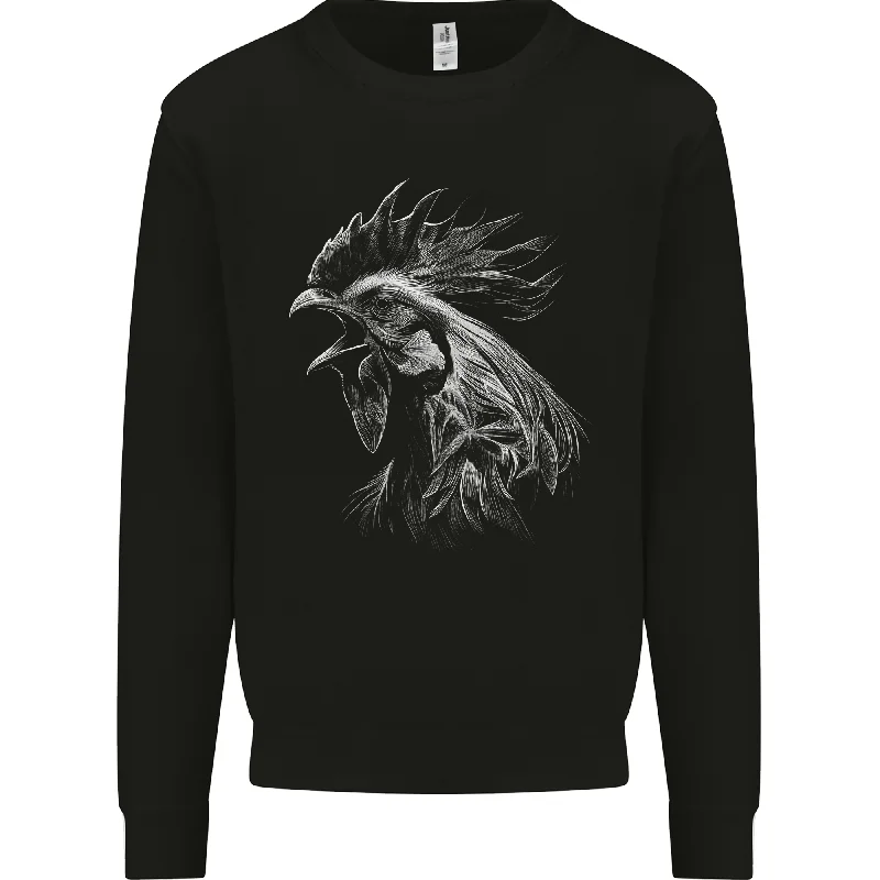 A Monochrome Rooster Farmer Farming Mens Sweatshirt Jumper