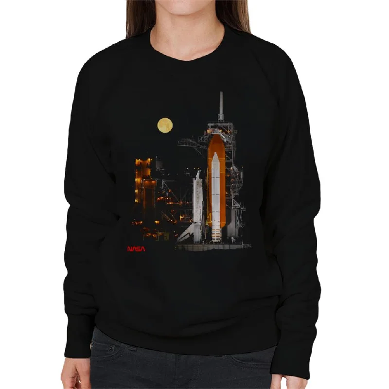 NASA STS 110 Discovery Shuttle At Launch Pad Women's Sweatshirt