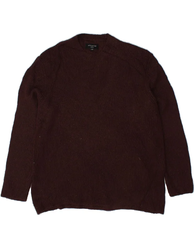 ALL SAINTS Mens Crew Neck Jumper Sweater Medium Burgundy Wool