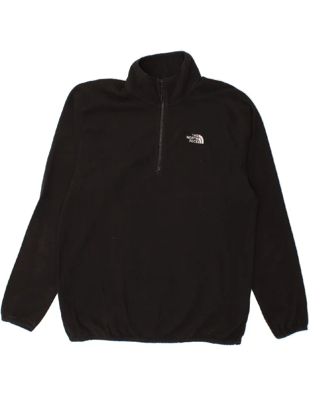 THE NORTH FACE Mens Zip Neck Fleece Jumper Large Black Polyester