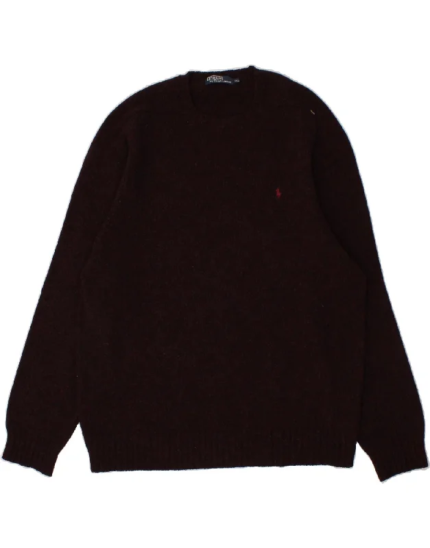 POLO RALPH LAUREN Mens Crew Neck Jumper Sweater 2XL Burgundy Wool