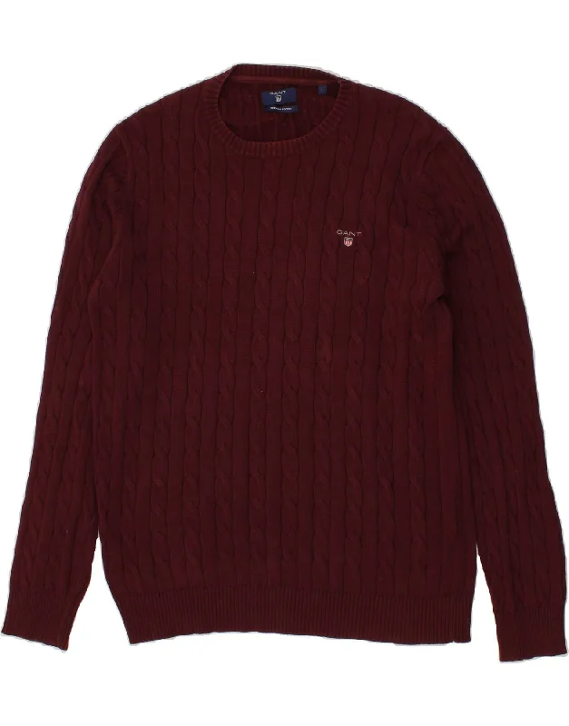 GANT Mens Boat Neck Jumper Sweater Large Burgundy Cotton