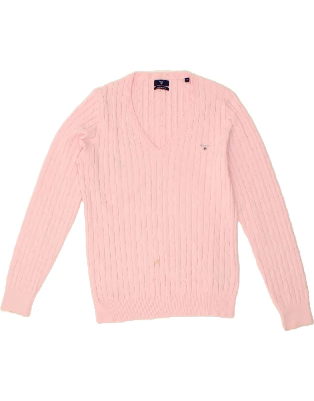 GANT Womens V-Neck Jumper Sweater UK 20 2XL Pink Cotton