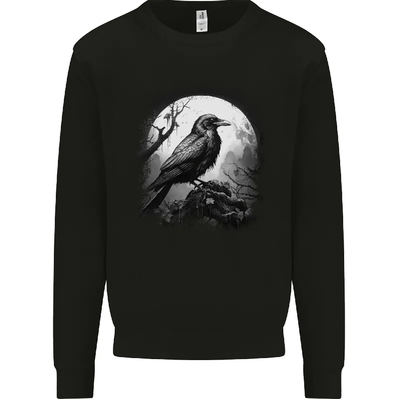 A Moonlit Raven Vikings Fantasy Mythology Crow Mens Sweatshirt Jumper