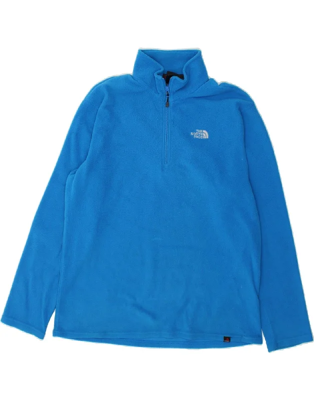 THE NORTH FACE Mens Zip Neck Fleece Jumper Large Blue Polyester