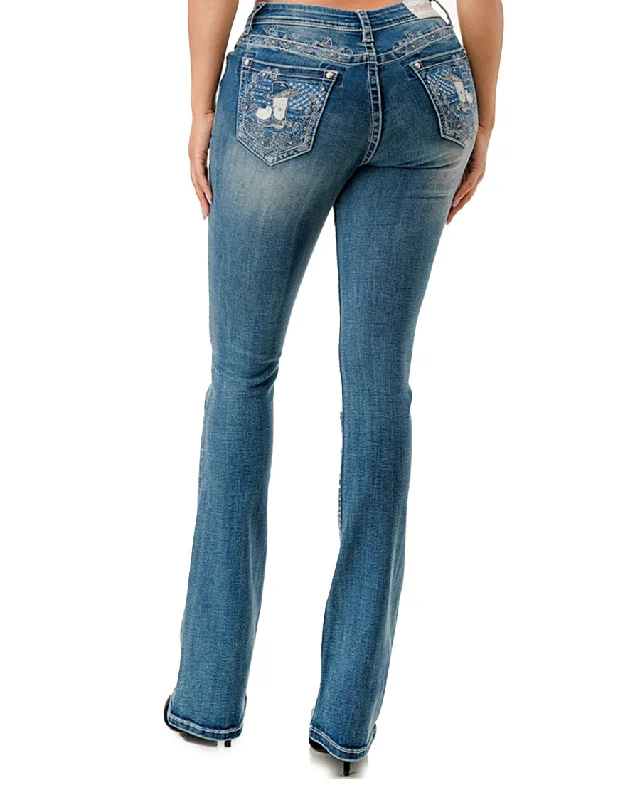 Women's Embellished Cactus Boot Cut Jeans