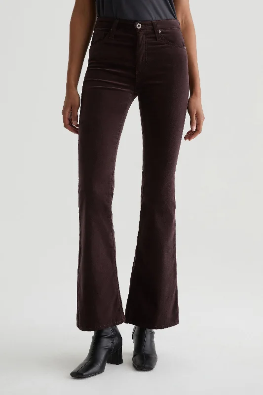 AG Farrah High-Rise Burgundy Velvet Bootcut Jeans