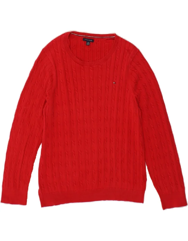 TOMMY HILFIGER Womens Boat Neck Jumper Sweater UK 20 2XL Red Cotton