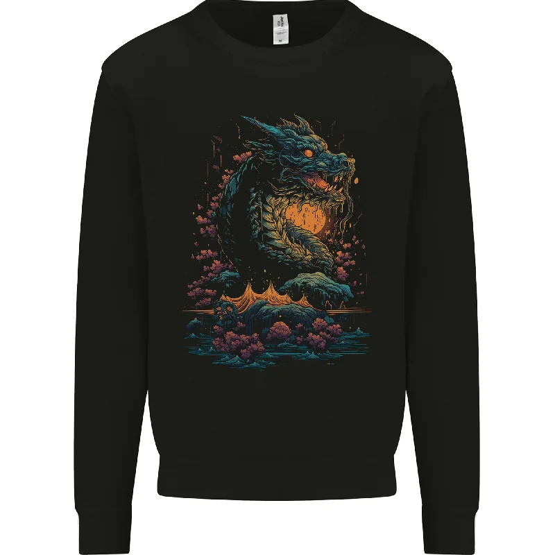 A Japanese Fantasy Water Dragon Mens Sweatshirt Jumper