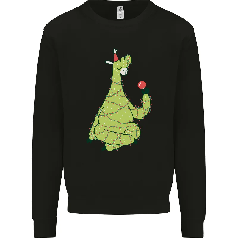 A Llama Wearing a Christmas Hat Xmas Mens Sweatshirt Jumper