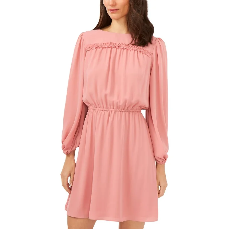 Womens Chiffon Blouson Mini Dress