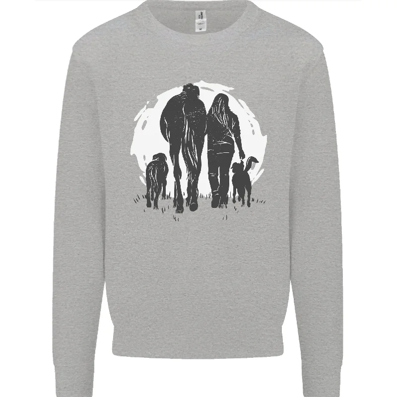 A Horse and Dogs Equestrian Riding Rider Mens Sweatshirt Jumper