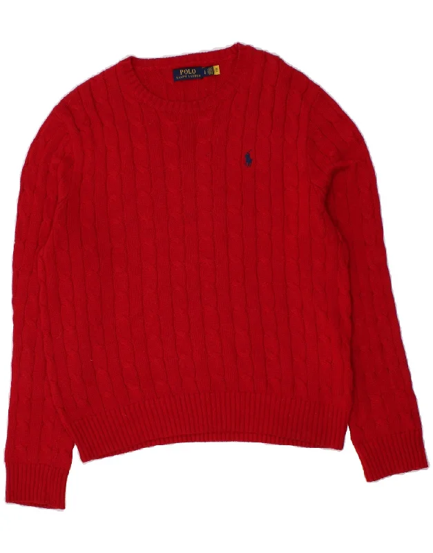 POLO RALPH LAUREN Mens Boat Neck Jumper Sweater Large Red Cotton